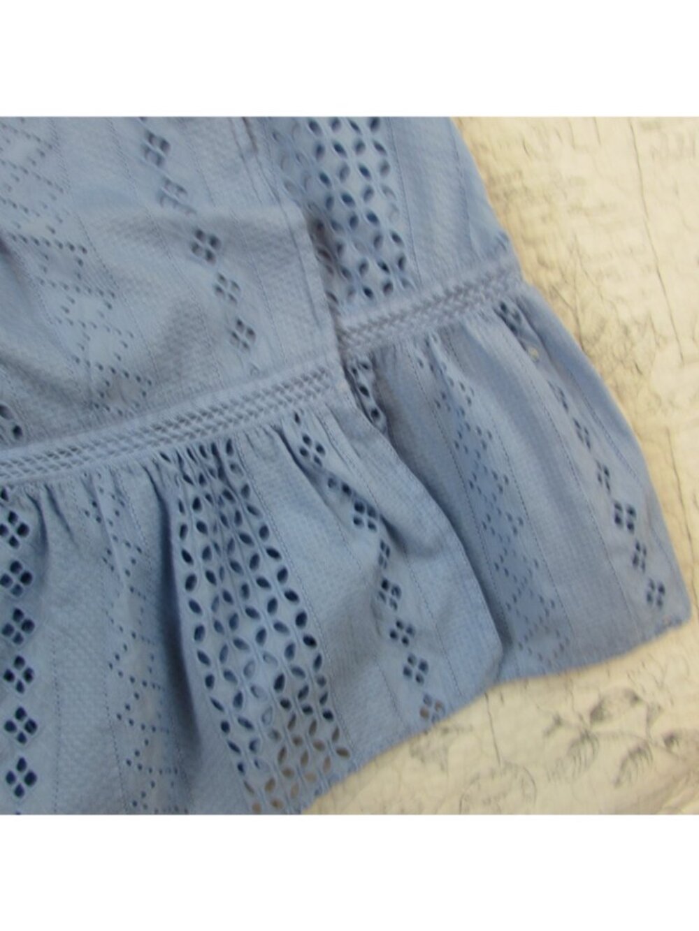 NEW J. Crew Blue All over Eyelet Wrap Midi Dress Flutter Slv lined womens sz 18 - Picture 15 of 16